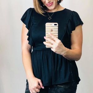 Reborn J Tops - Reborn J Peplum Ruffle Sleeve Top, size S Reborn J Tops - Reborn J Peplum Ruffle Sleeve Top, size S